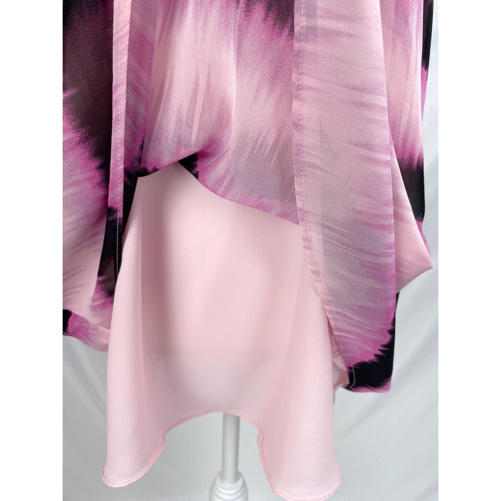 Torrid Women Sz 0 Sophie Pink Striped Spaghetti Strap Blouse Top Layered - Picture 6 of 8